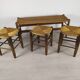 Tabourets et banquette paillé
