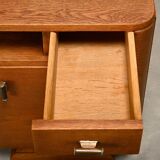 Pair Art Deco Nightstands or Bedside tables Oak and Glass, Netherlands, 193