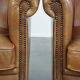 Set of 2 very comfortable light cognac-colored leather club armchairs in English style