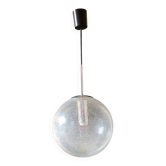 Blown glass bubble suspension globe, chrome mount