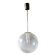 Suspension globe en verre soufflé bullé, monture chromée