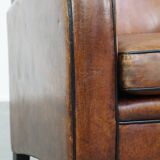 Fauteuil design en cuir de mouton vintage confortable avec un look robuste