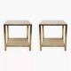 Pair of travertine and 24-carat gold-plated end tables