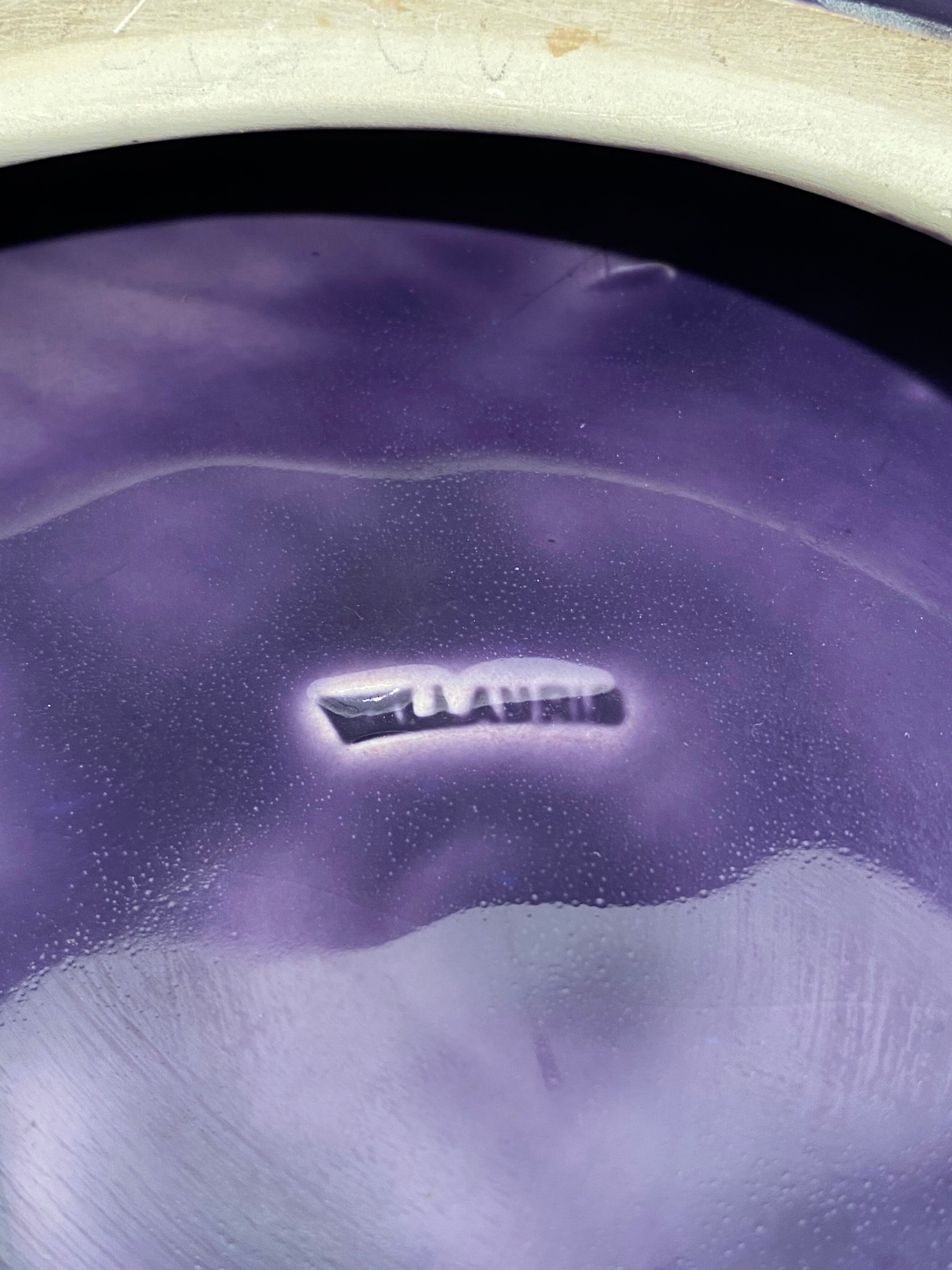 Large stylized vintage dish, Vallauris earthenware cut signed