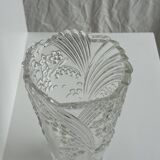 Glass vase with stylized flower pattern