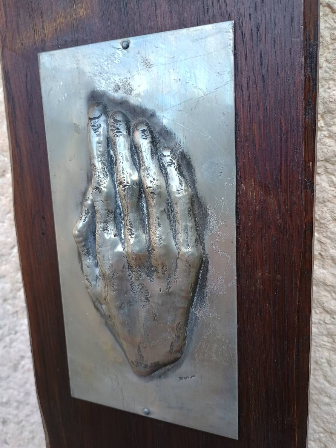 Contemporary decorative painting in wood and aluminum hand signed 1970