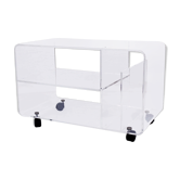 Table basse en plexiglas avec compartiment vinyles et revues