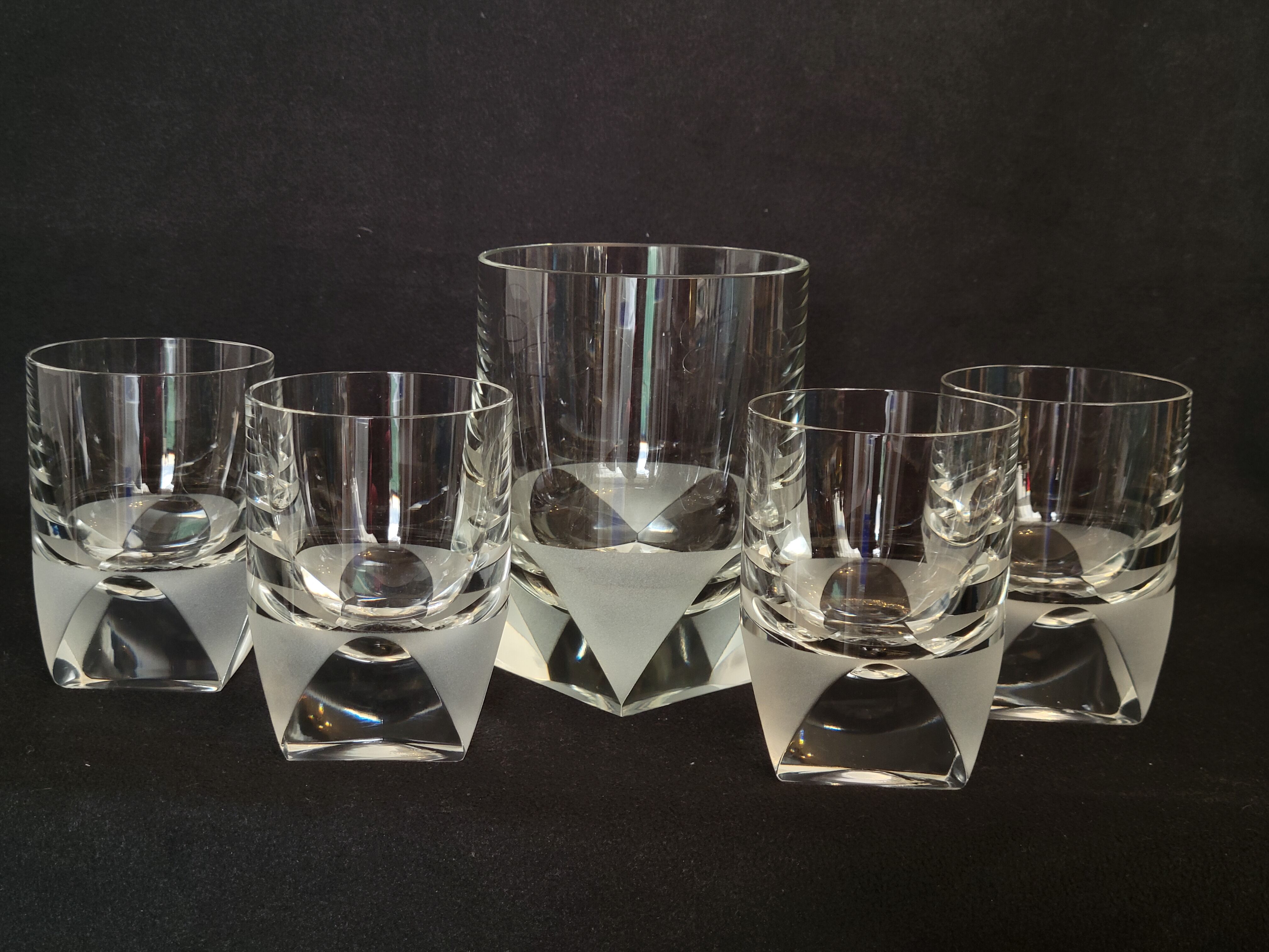 4 Rosenthal crystal whisky glasses + ice bucket + 2 shot glasses