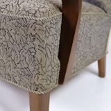 Set Of Two Armchairs In Floral Fabric & Dark Polished Wood, Danish Design From 1960s