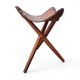 2 x matching vintage tooled leather tripod chair / camp chair