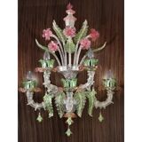 Venetian Floral “Cà Rezzonico” Murano Glass Wall Sconce With Silver Leaf