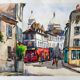 André Duculty (1912-1990) Watercolor on paper "Le Sacré Coeur, Le consulat, Paris" Signed