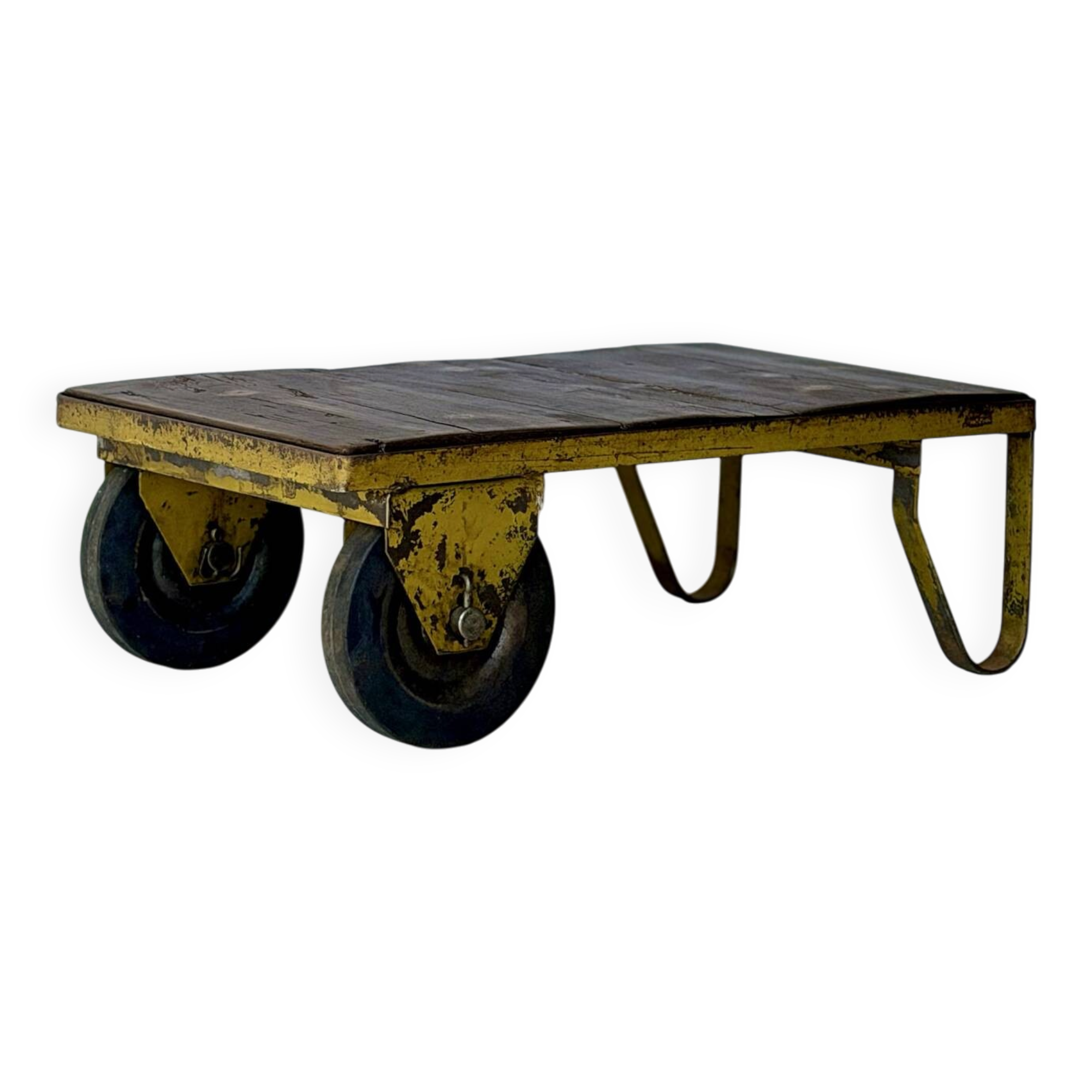 Table basse en chariot d'usine industriel vintage, 1970