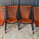 Suite of 4 folding armchairs scoubidou red and tubular black 1960
