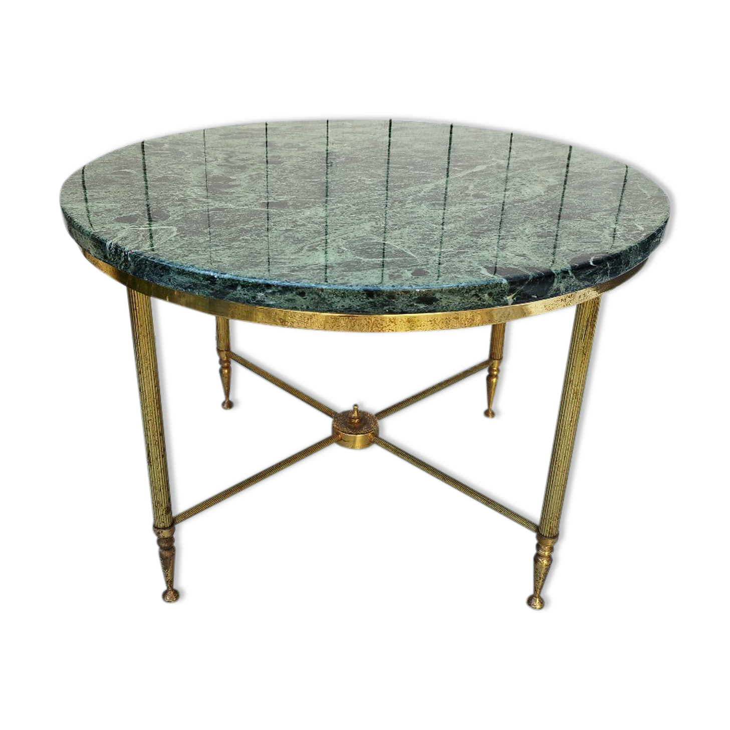 Table néoclassique marbre vert vintage
