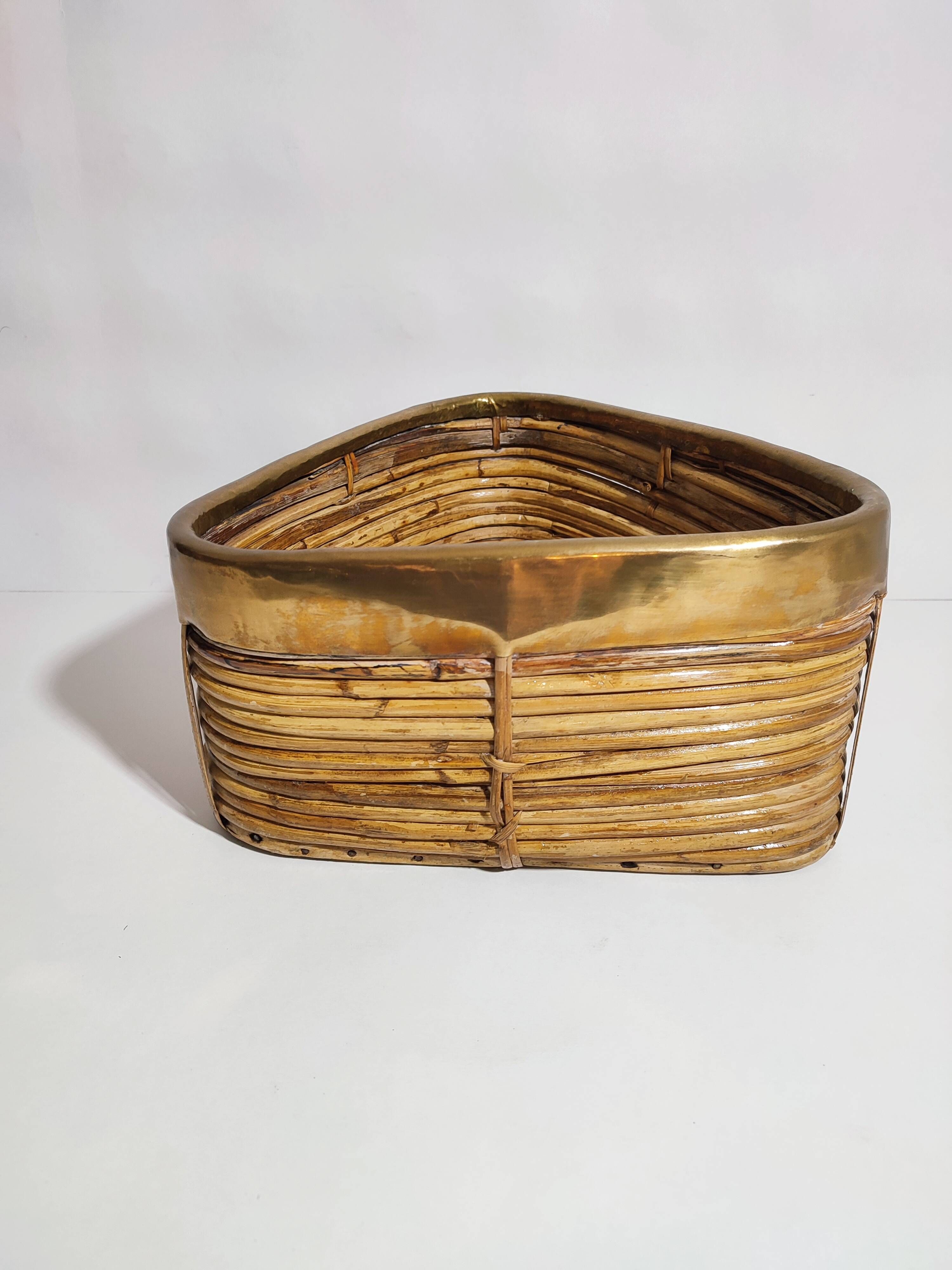 Rattan Brass Basket 1970