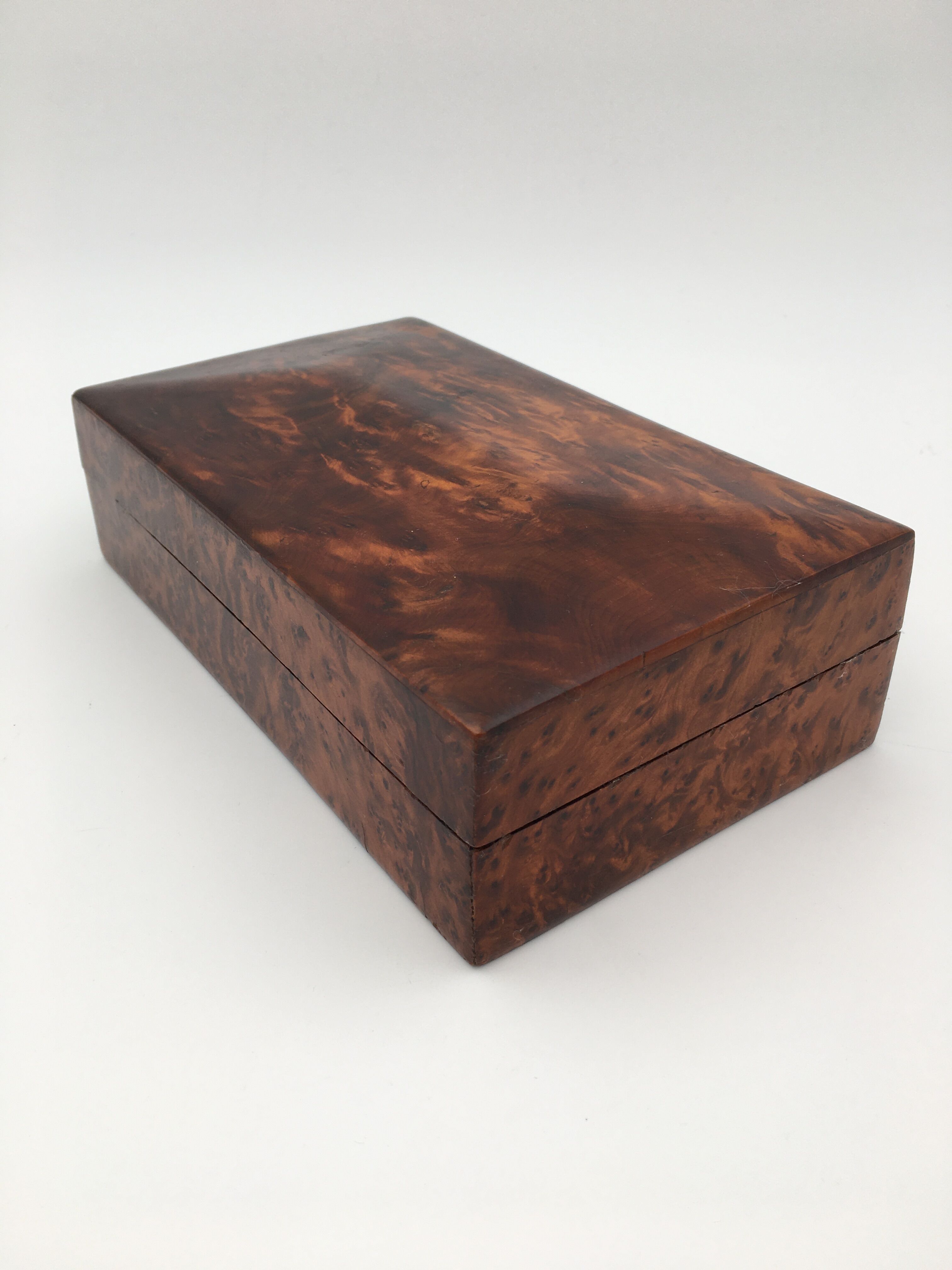 Ancient box, walnut magnifying glass box, early 20th century