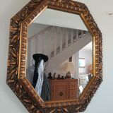 Octagonal mirror in wood 44x51cm