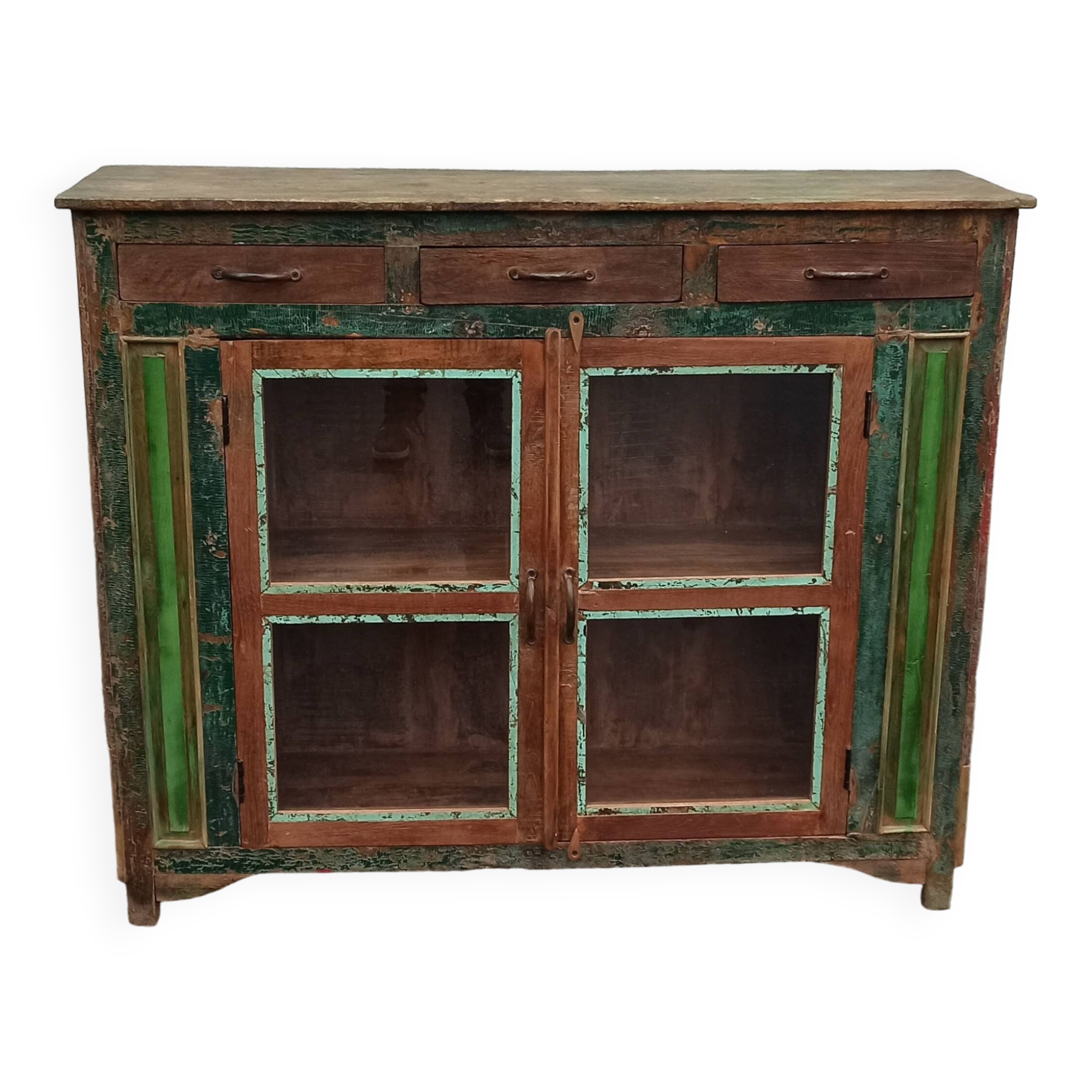 Glazed wooden sideboard with 2 doors