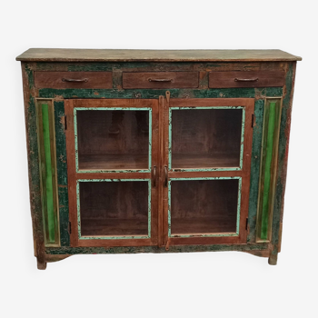 Glazed wooden sideboard with 2 doors