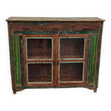 Glazed wooden sideboard with 2 doors