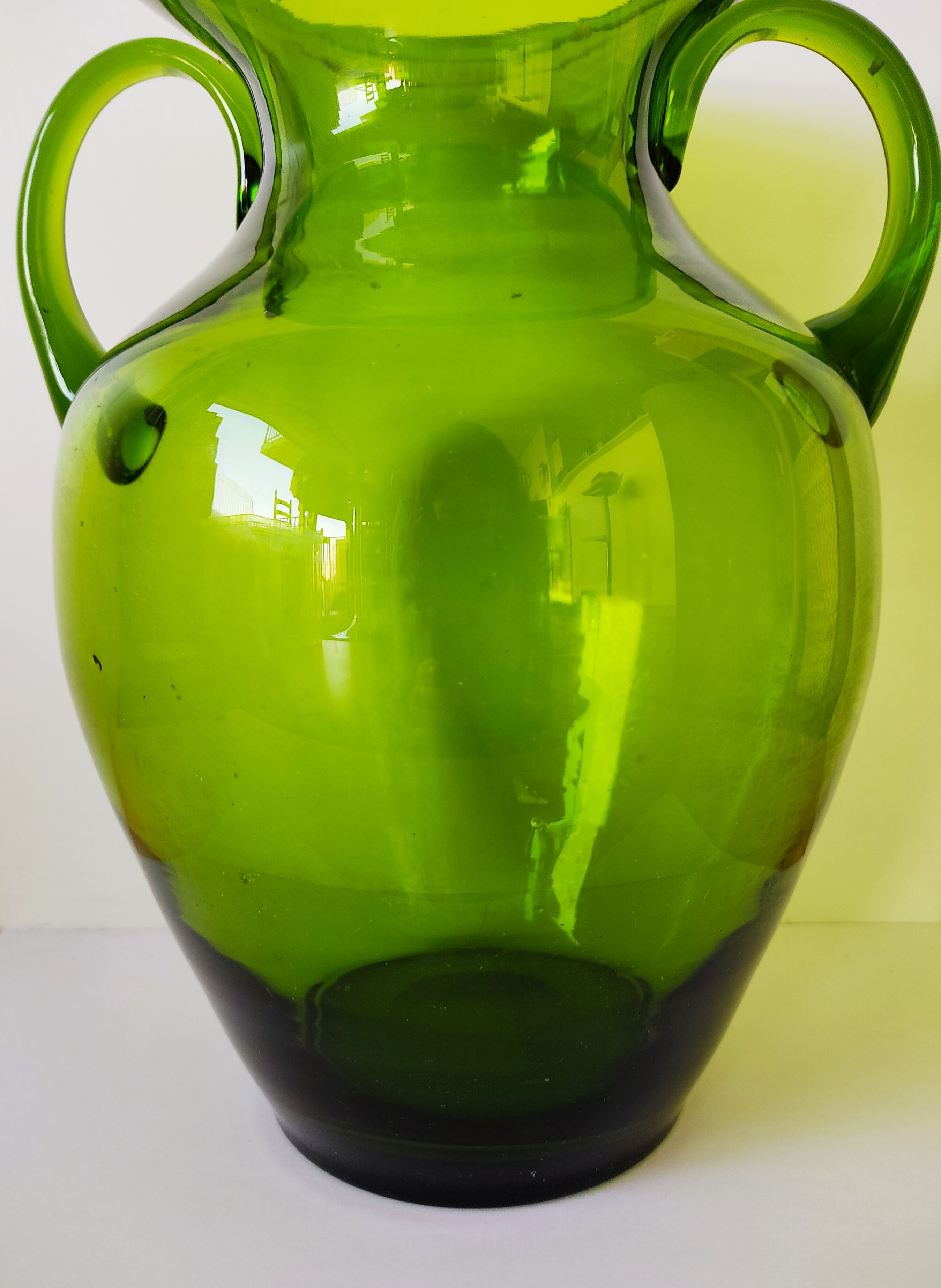 Green glass vase
