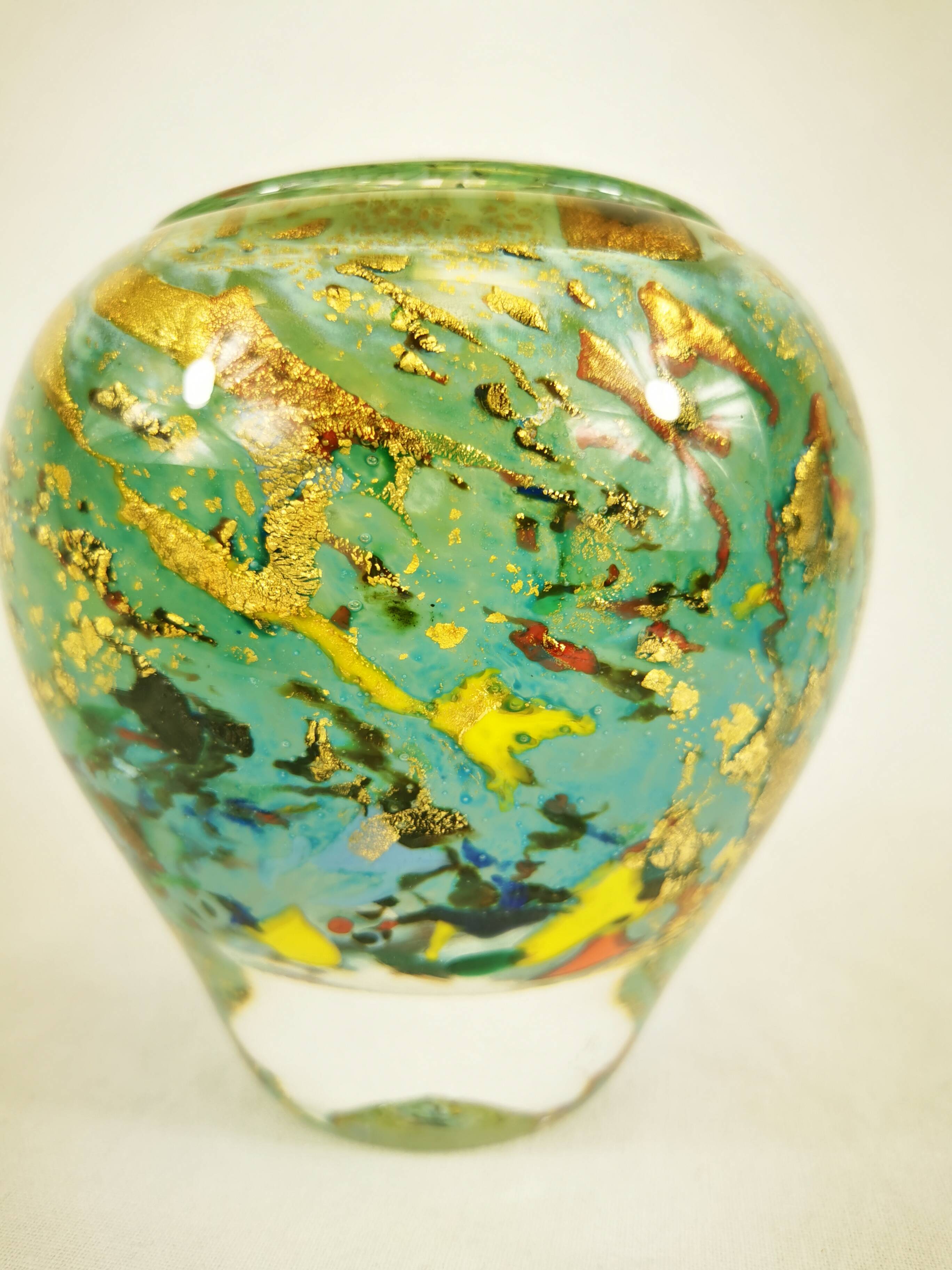 Blown Glass Vase with Gold Inclusion Jc Novaro (Biot)