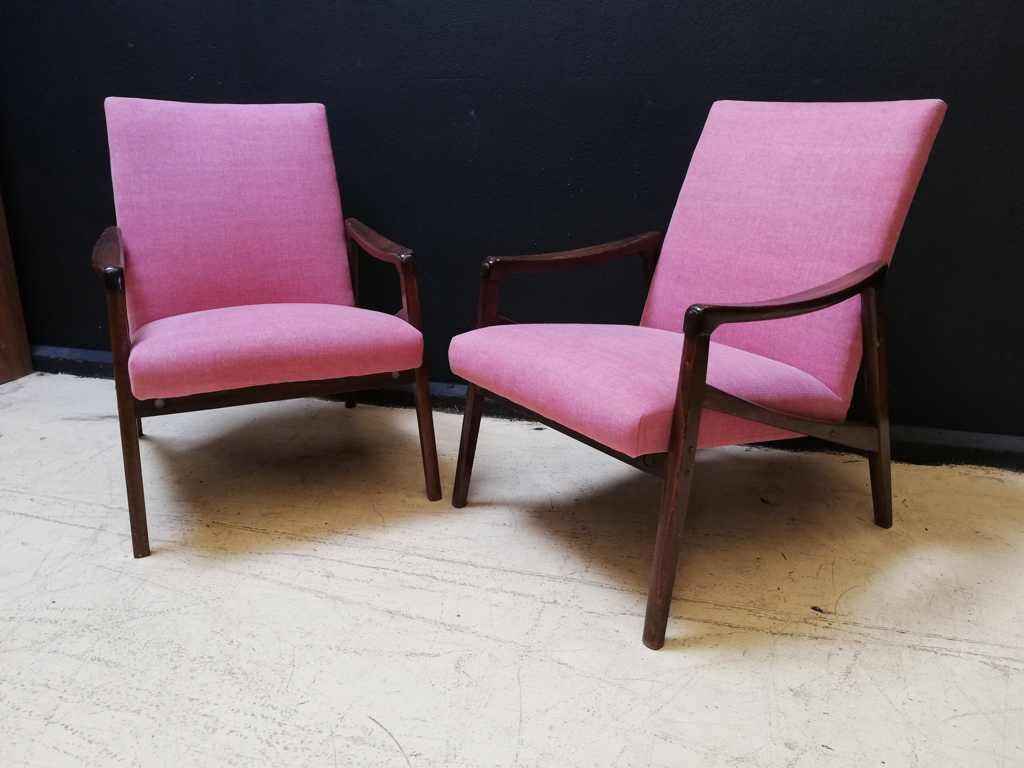 Pair of armchairs pink, czech