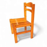 4 chaises de salle à manger en pin des années 1970