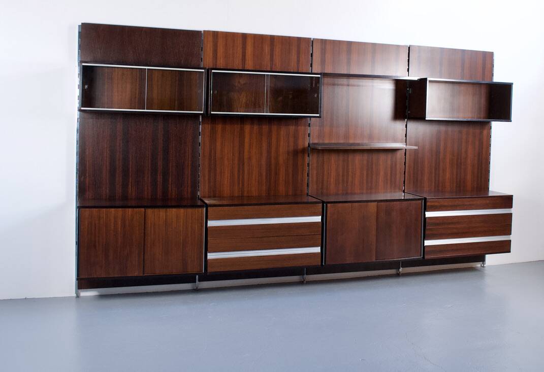 MODULAR SHELF ROSEWOOD ICO PARISI 1960s MIM ROMA PUBLISHER