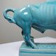 Bison Zsolnay in turquoise glazed earthenware, Hungary, 1940s-50s.