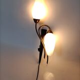 Lunel 1960 wall lamp, opaline, metal and golden brass