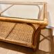 Grande table basse bambou et osier vintage