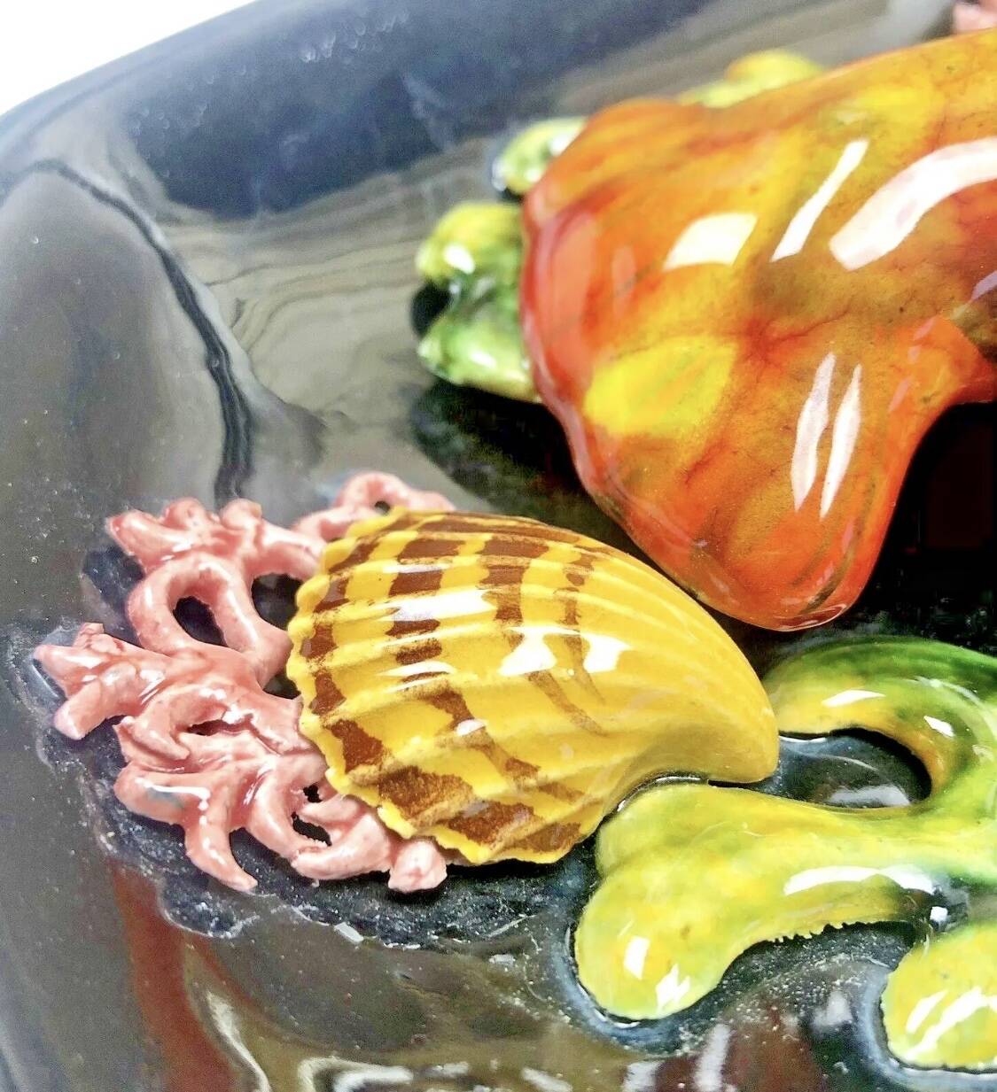 Large Vallauris slip dish 57x25 cm lobster fish