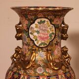 Chinese Enamelled Porcelain Vase with Polychrome Decoration - on Pedestals