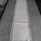 Antique large embroidered table centerpiece 150cm x 35cm