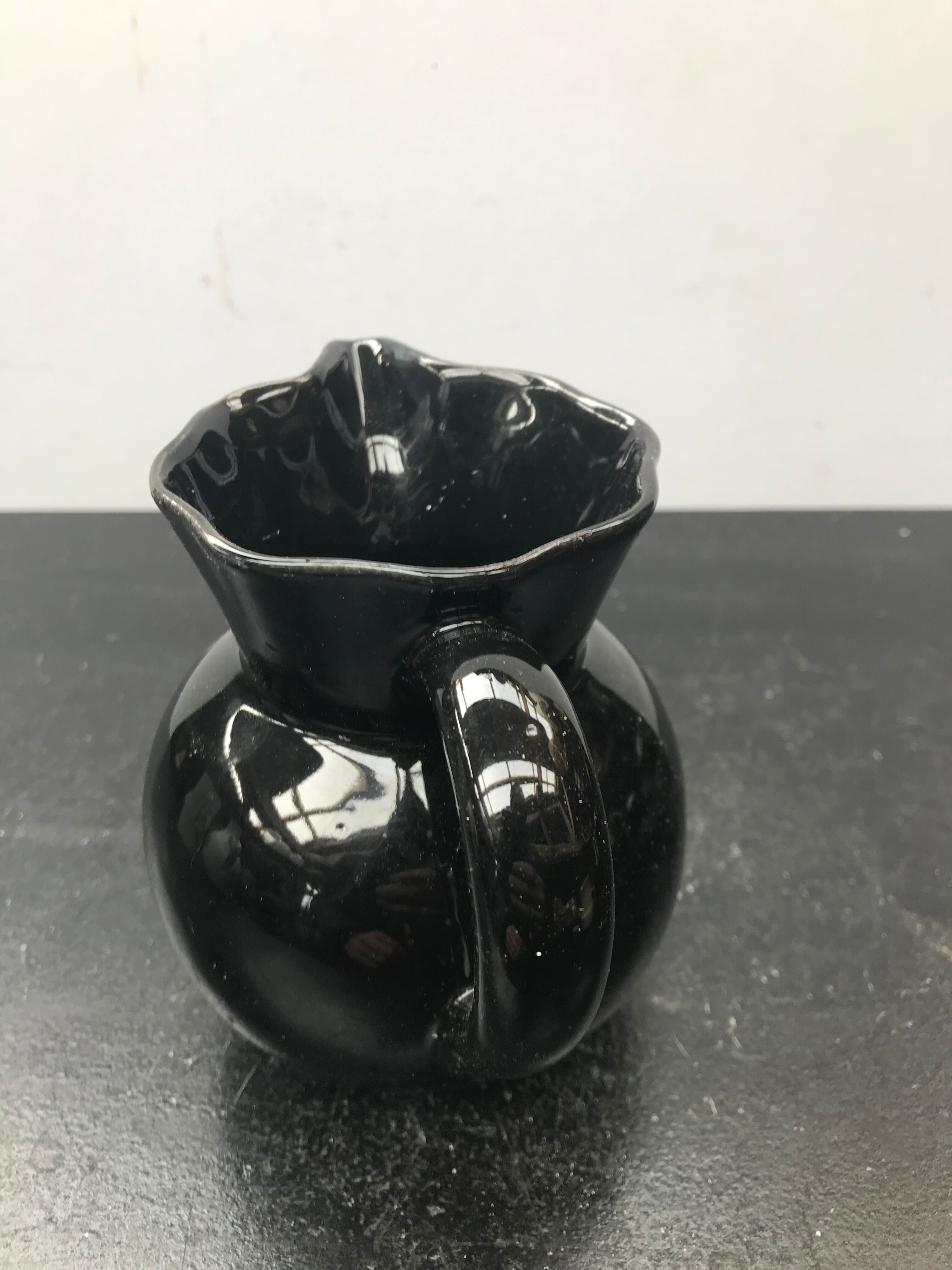 Former black ceramics pitcher vintage 70s