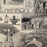 Lithography engraving on minerals and mines from 1928