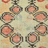 Tapis Couloir Vintage Patiné – Tons Corail, Crème & Vert Sauge, 85x352 Cm