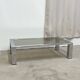 Rectangular coffee table in chromed metal and smoked glass, circa 1970