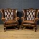 Ensemble de fauteuils Chesterfield avec repose-pieds