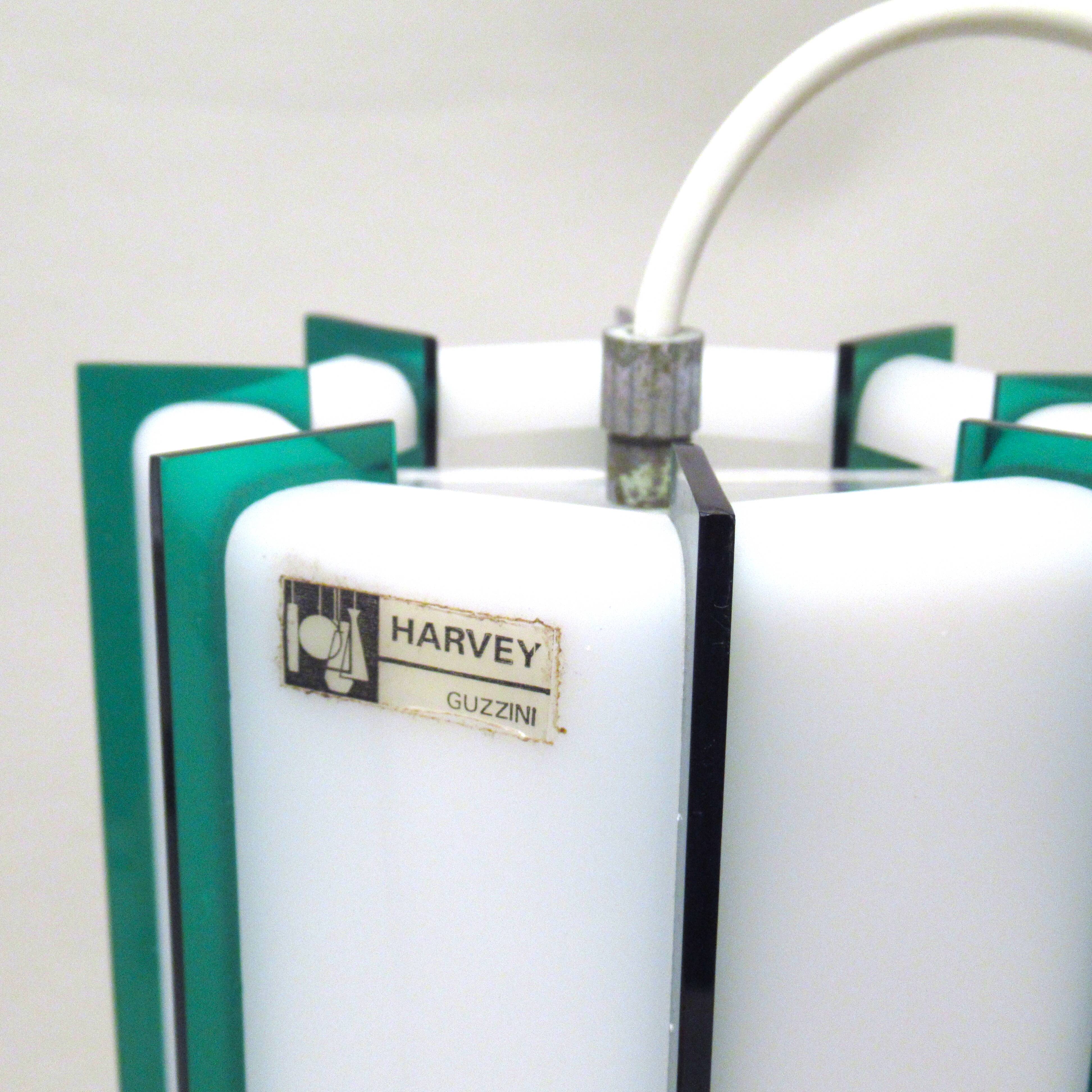 Two-tone white green pendant lamp Harvey Guzzini 60s