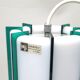 Two-tone white green pendant lamp Harvey Guzzini 60s