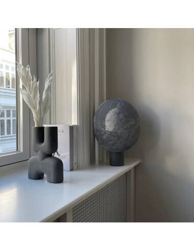 Table lamp in aluminum, oxidized, contemporary work.