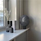 Table lamp in aluminum, oxidized, contemporary work.