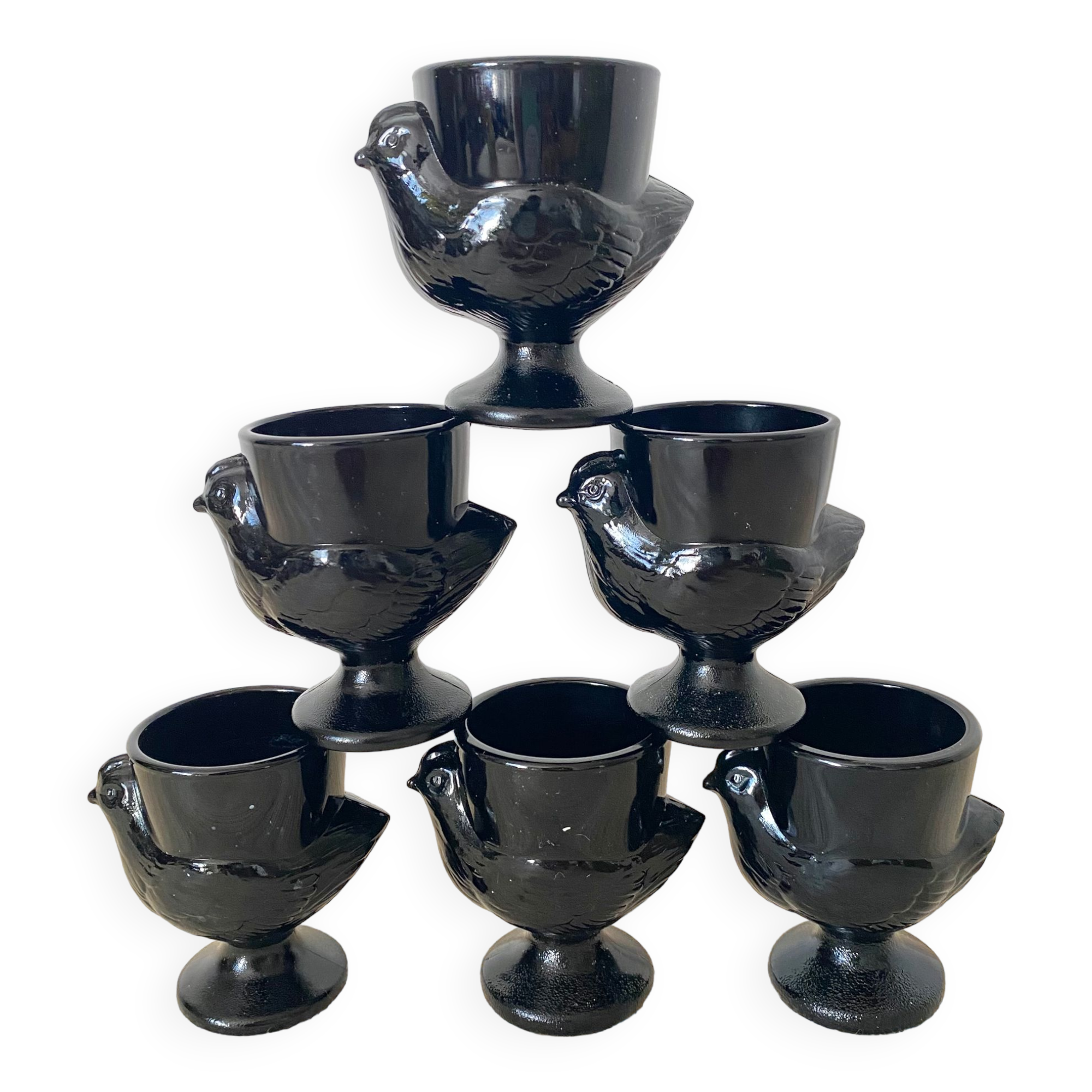 Coquetiers hen in black opaline