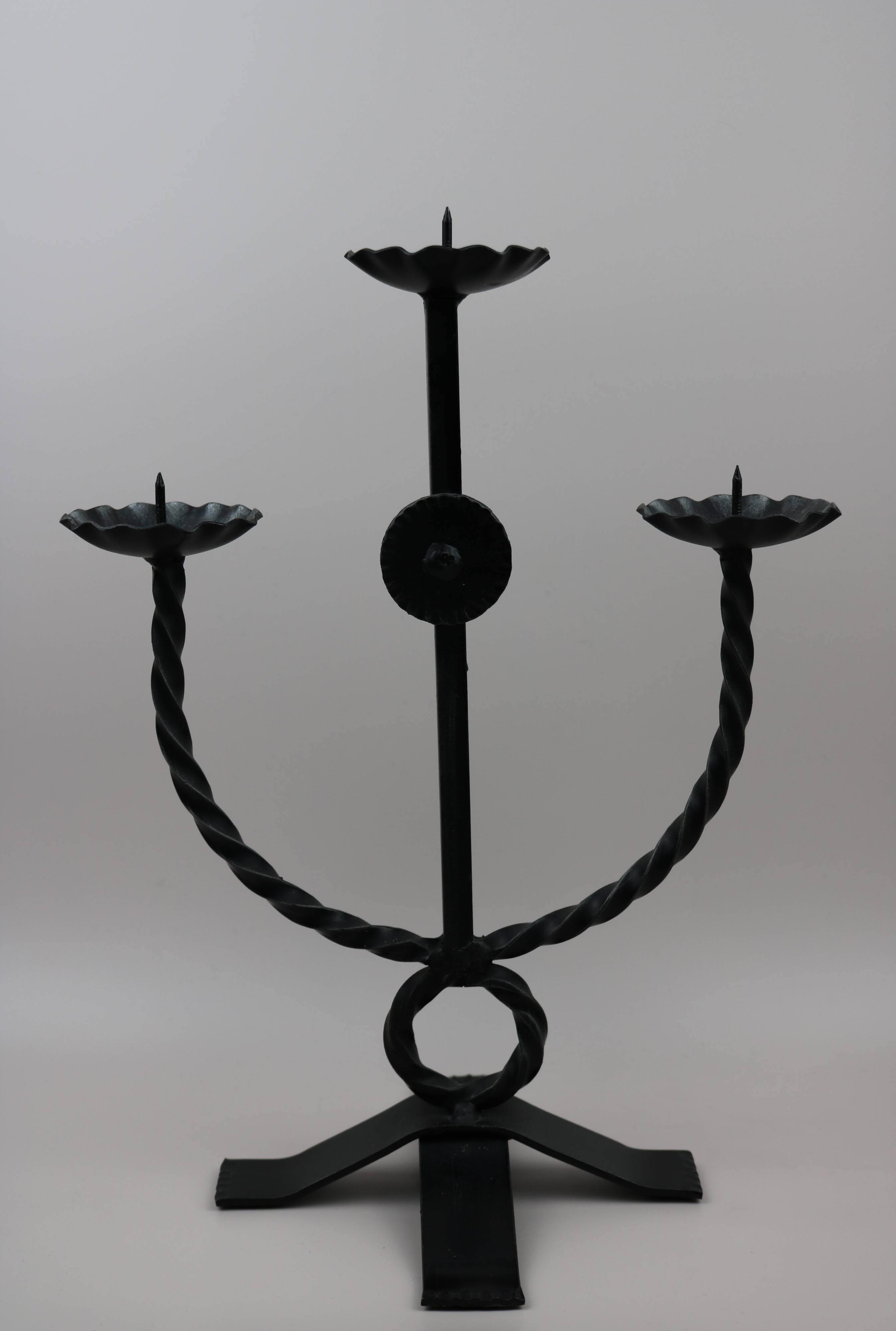 Brutalist style wrought iron candlesticks