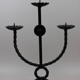 Brutalist style wrought iron candlesticks