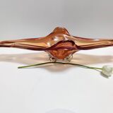 Rusty Orange Sommerso Murano Glass Bowl / Centerpiece, Italy