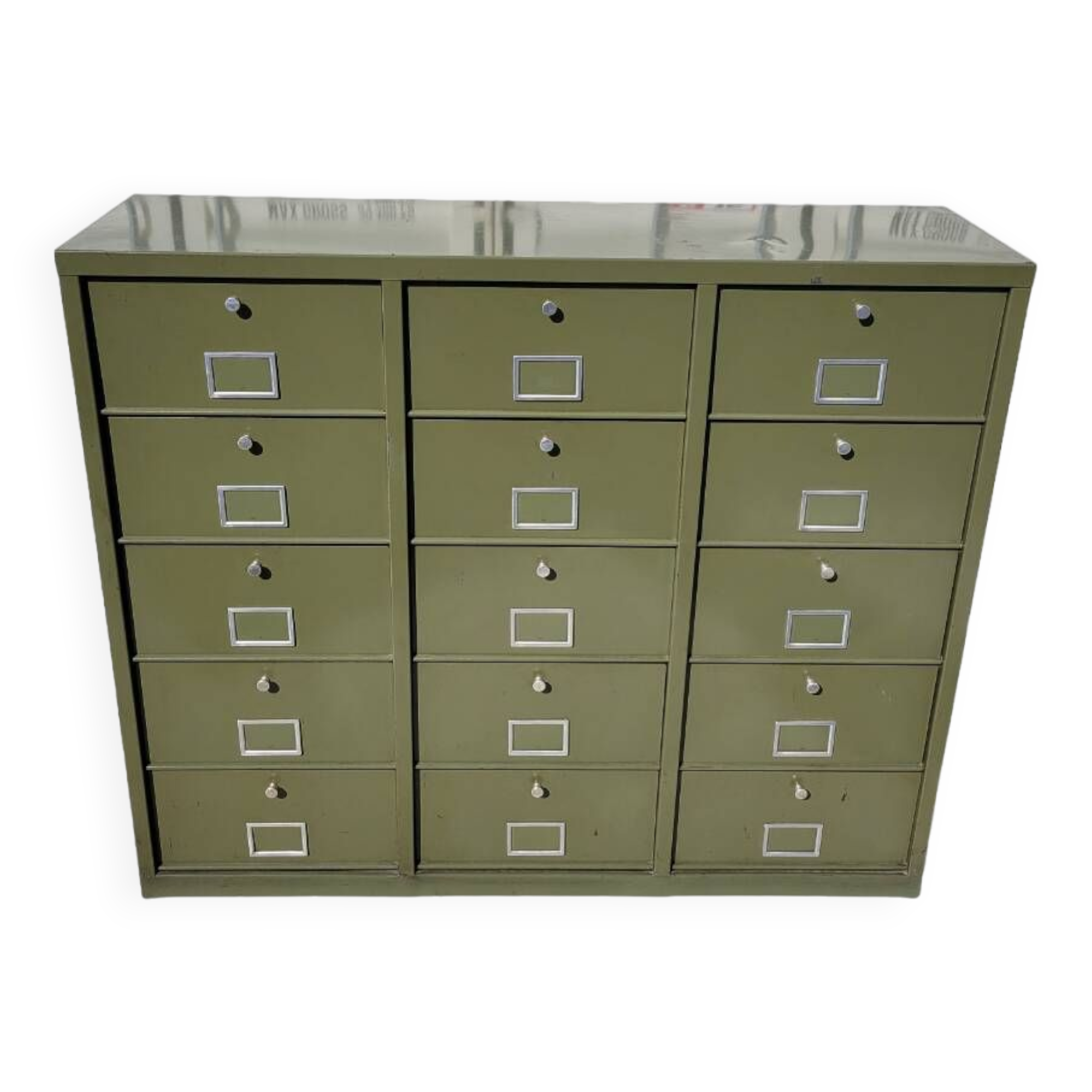 Industrial workshop furniture with 15 flaps Khaki